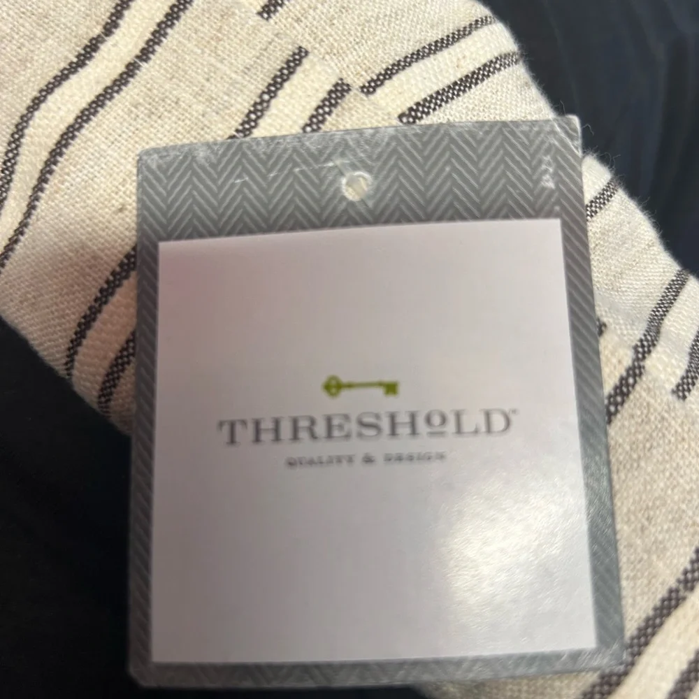 NWT Threshold Extended Length Linen & Cotton Striped Table Runner in Neutral